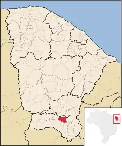 Localização de Caririaçu no Ceará