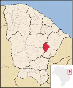 Localização de Jaguaretama no Ceará