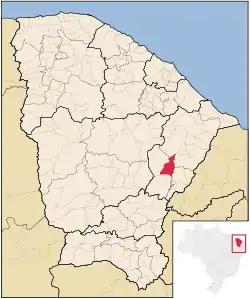 Localização de Jaguaribara no Ceará