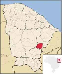 Localização de Jaguaribe no Ceará