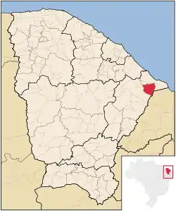 Localização de Jaguaruana no Ceará