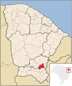 Localização de Lavras da Mangabeira no Ceará