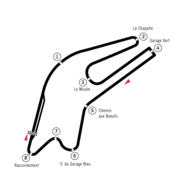 Traçado original de Le Mans Bugatti, usado em 1969–1970, 1976, 1979, 1983, 1985, 1987
