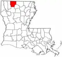Localização da paróquia no Estado de Louisiana
