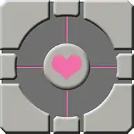 Vista lateral do Weighted Companion Cube