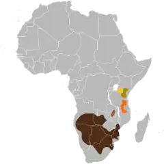Distribuição do gnu-de-cauda-preta (subespécies)