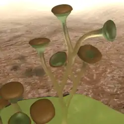 Reconstrução da Cooksonia, uma planta vascular.