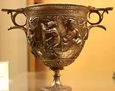 Copo de prata da casa de Menandro com Marte e Vênus