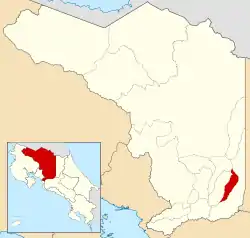 Localização do cantão de Poás na província de Alajuela.