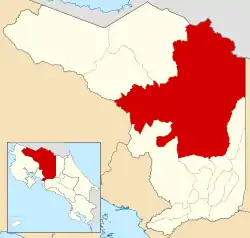 Localização do cantão de San Carlos na província de Alajuela.