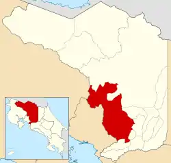 Localização do cantão de San Ramón na província de Alajuela.