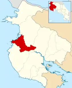 Localização do cantão de Carrillo na província de Guanacaste.