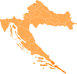 Localização do condado no sul da Croácia