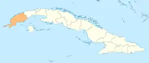 Localização da província de Pinar del Río