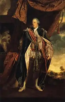 Retrato de Joshua Reynolds de um dos filhos de Jorge III, com vestes ousadas e roupagem suspensa