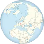 Map showing the Czech Republic in an orthographic projection