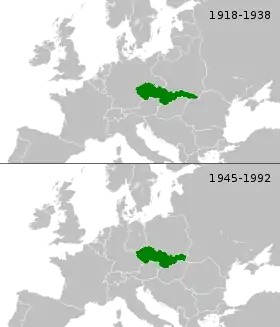 Localização de Checoslováquia/Tchecoslováquia