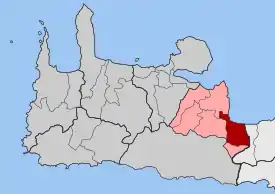 Localização da unidade municipal de Georgiópolis no município de Apocórona e na unidade regional de Chania