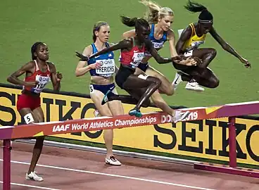 A final dos 3000 m c/ obstáculos feminino.