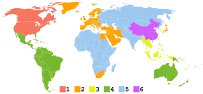 Mapa da divisão das regiões do DVD.