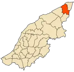 Localização da cidade dentro da província de Mostaganem