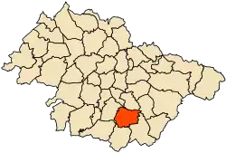 Localização da cidade dentro da província de Mascara