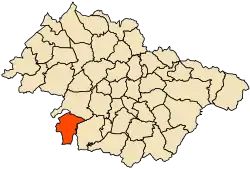 Localização da cidade dentro da província de Mascara