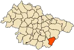 Localização da cidade dentro da província de Mascara