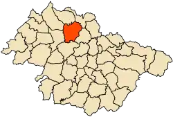 Localização da cidade dentro da província de Mascara