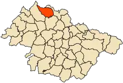 Localização da cidade dentro da província de Mascara