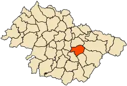 Localização da cidade dentro da província de Mascara