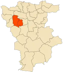 Localização do distrito dentro da província de Mila