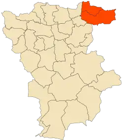 Localização do distrito dentro da província de Mila