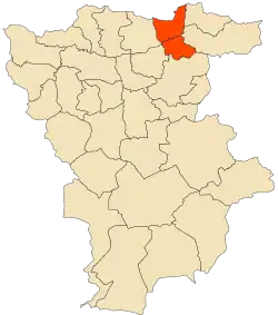 Localização do distrito dentro da província de Mila