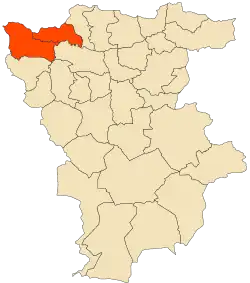 Localização do distrito dentro da província de Mila