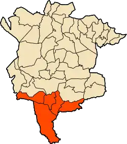 Localização do distrito dentro da província de M'Sila