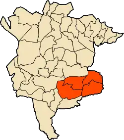 Localização do distrito dentro da província de M'Sila