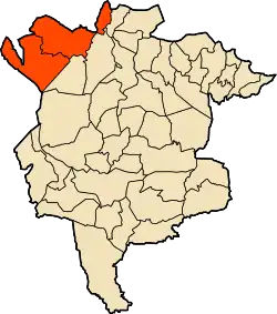 Localização do distrito dentro da província de M'Sila