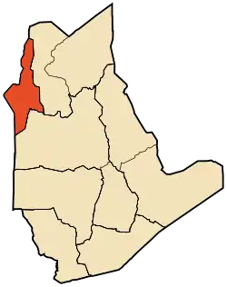 Mapa do distrito dentro da província de Tamanghasset