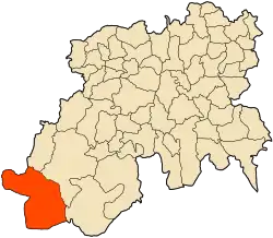 Localização da cidade dentro da província de Médéa