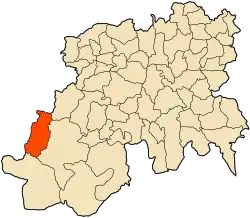 Localização da cidade dentro da província de Médéa