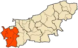 Mapa da Argélia destacando o distrito de Khemis El Khechna