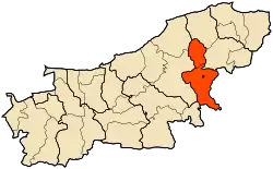 Mapa da Argélia destacando o distrito de Naciria