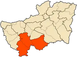 Mapa do distrito dentro da província de Souk Ahras