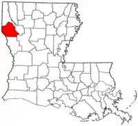 Localização da paróquia no Estado de Louisiana