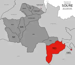 Localização no município de Soure