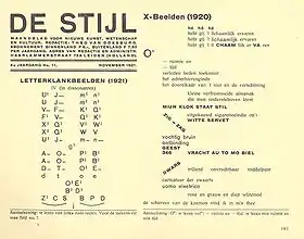 Exemplo da revista De Stijl, Letterklankbeelden, projeto gráfico de Theo van Doesburg