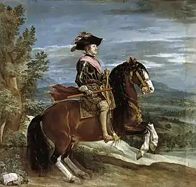 Filipe IV de Espanha e III de Portugal. Pintura de Velázquez, c. 1634-1635