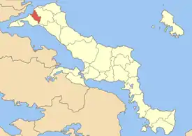 Localização do antigo município de Oreu em Eubeia