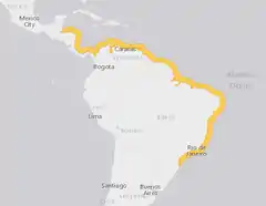 Distribuição do Boto-cinza (IUCN)